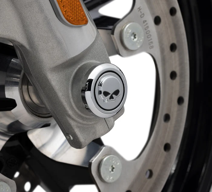 Willie G Skull Front Axle Nut Covers - Chrome