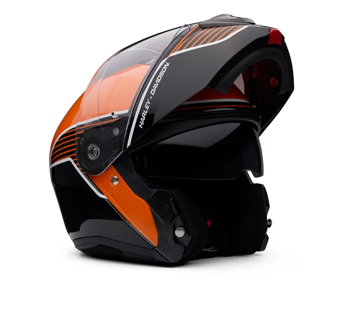 Capstone Sun Shield II H31 Modular Helmet - Black & Orange 4