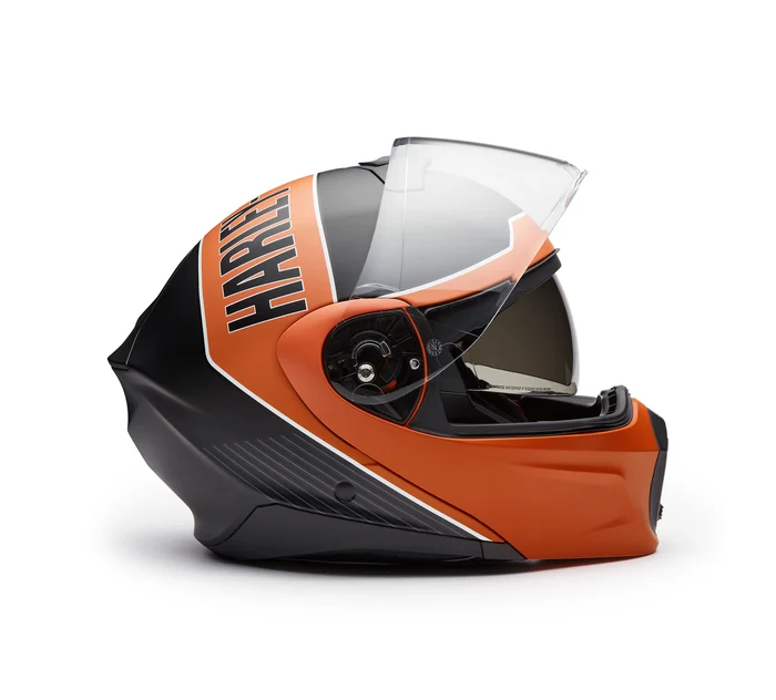 H-D Evo X17 Sunshield Modular Helmet - Matte - Harley Black & Vintage Orange - right