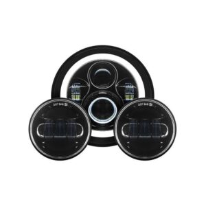 LED 7" Halomaker Headlight And 4 1/2" Passing Lamps Kit For Harley 1994-2025