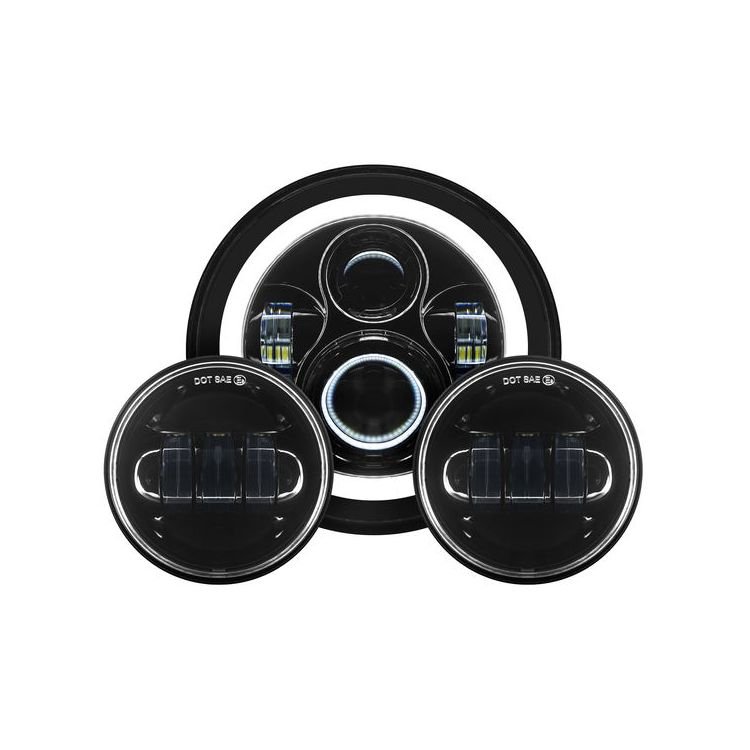 LED 7" Halomaker Headlight And 4 1/2" Passing Lamps Kit For Harley 1994-2025