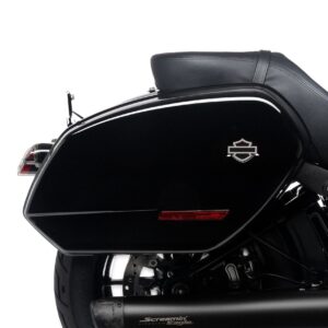 Harley-Davidson FXLRST Saddlebags – Vivid Black | P/N: 90202838DH