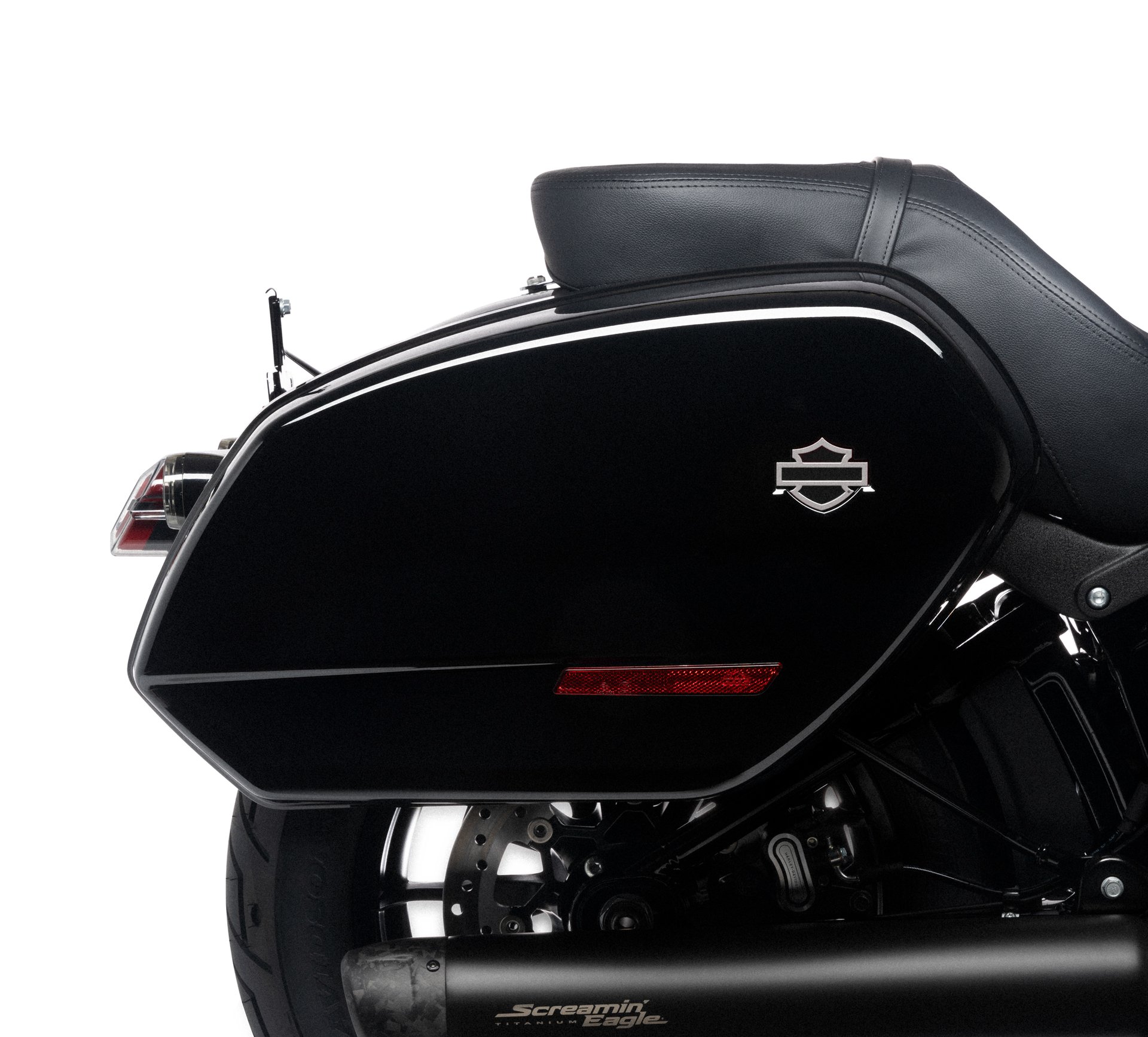 Harley-Davidson FXLRST Saddlebags – Vivid Black | P/N: 90202838DH